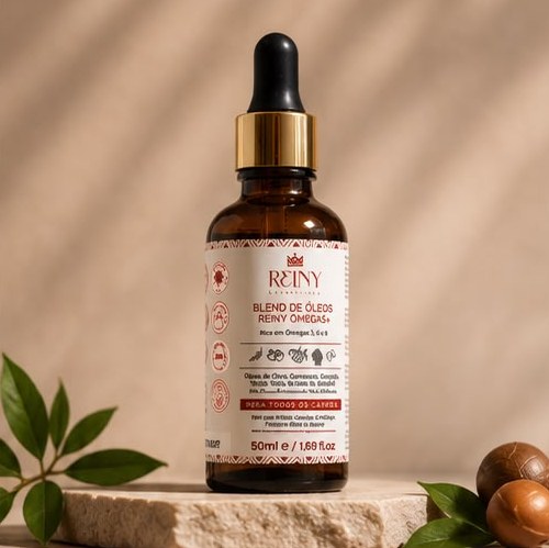 Blend de óleos Reiny Ômegas 3, 6 e 9, conta-gotas de 50ml